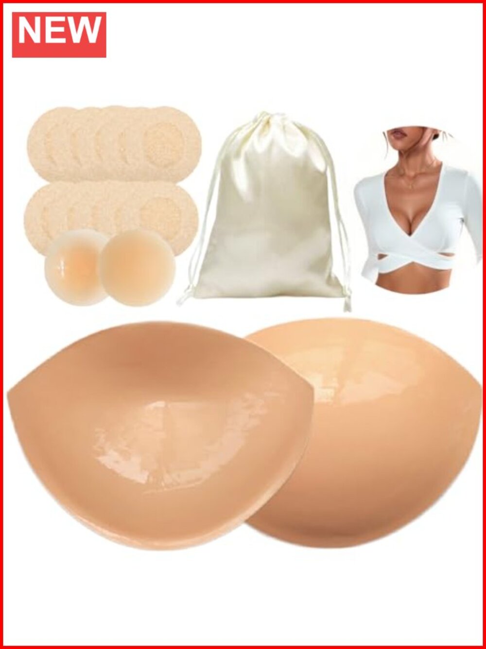 Push Up Sticky Bra Insert Pads Double Sided Adhesive Silicone